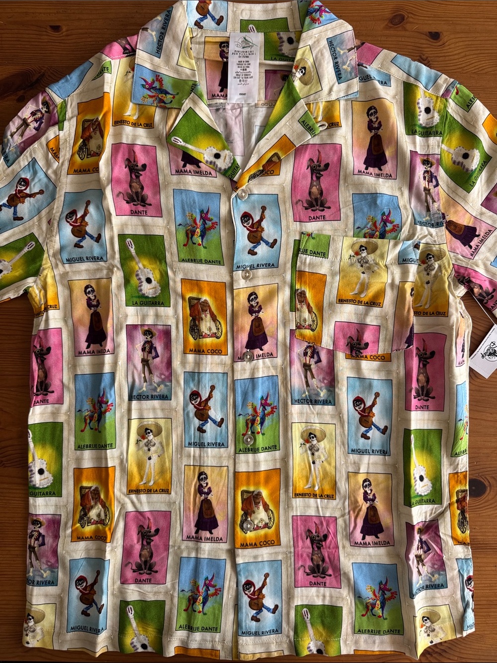 Disney “Coco” Mexican Loteria Print Casual Short-Sleeve Button Down Shirt